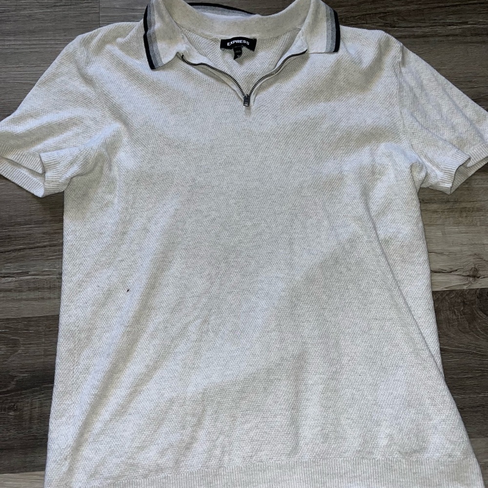 Express Light Gray Polo Shirt with Black Trim